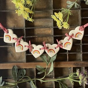 RAINBOW  HEART GARLAND (5 hearts)